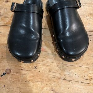 French Connection Black Studded Clogs, women’s 7.5/8